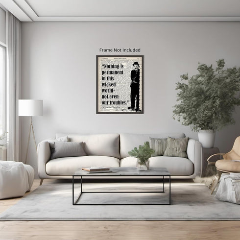 Posterizer 1 pcs-Nothing is Permanent-Charlie Chaplin-Famous Figures Art Collection-Motivational & Inspirational Art-Gift for movie lovers- UNFRAM...